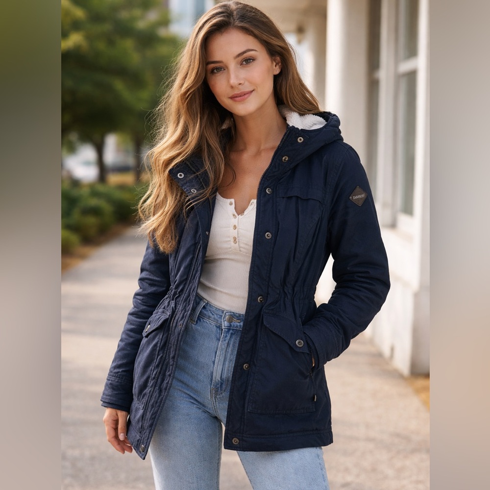 Hollister Blue Utility Jacket Size M Logo Patch Lightweight Coat